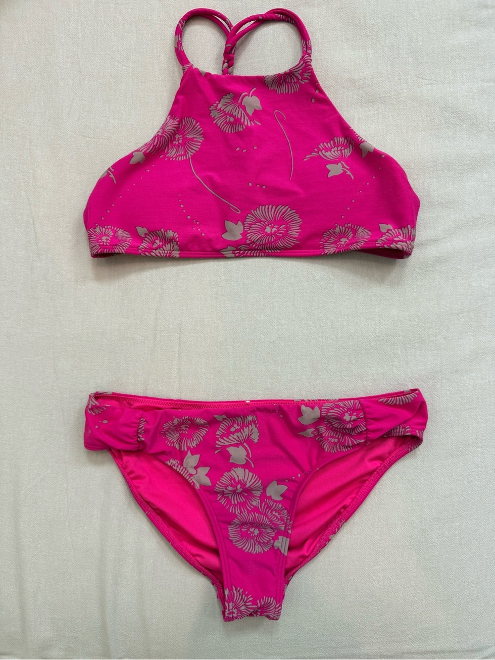 Girls' Hot Pink Floral Two-Piece Swim Bikini